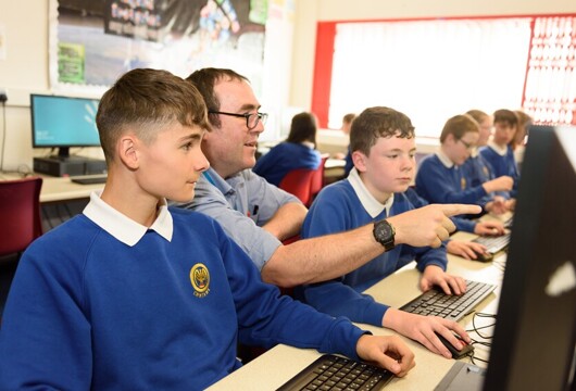 Cwmtawe pupils working on computer studies